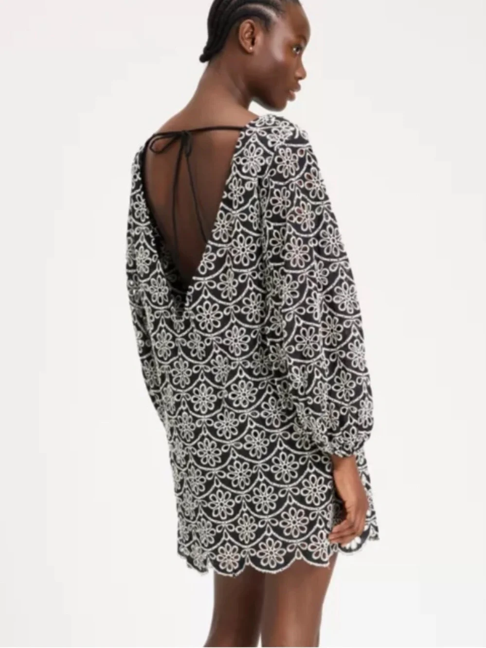 Kate Spade New York Eyelet Cover Up Dress Women’s XS Black Embroidered B23